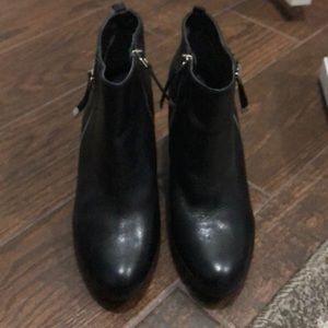 Black leather booties